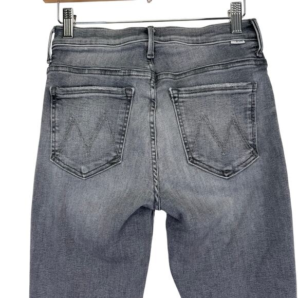MOTHER Jeans The Insider Crop Step Fray 26 Gray Barely There Distressed Raw Hem - Picture 10 of 14